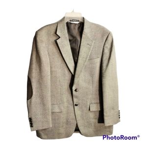 Saddlebred Men's Wool blend Brown Lined Elbow Patch Multi Pocket Blazer 40 R